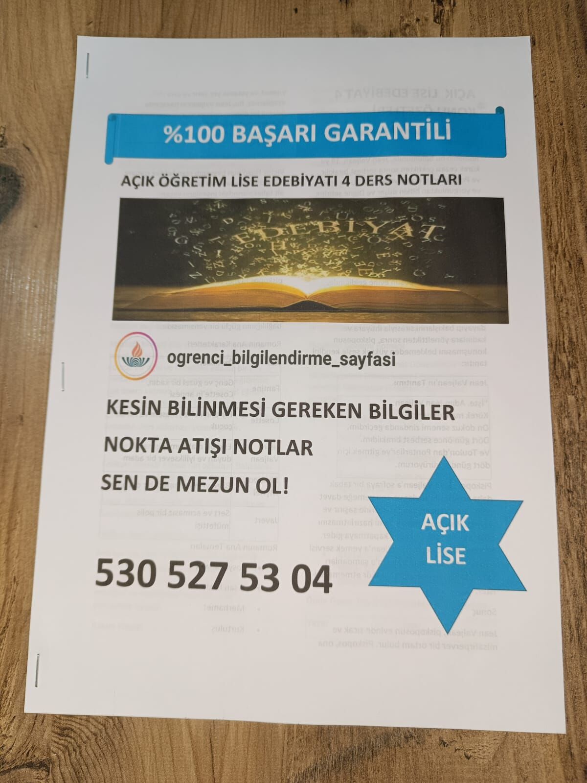 Açık Öğretim kurumları ders notları