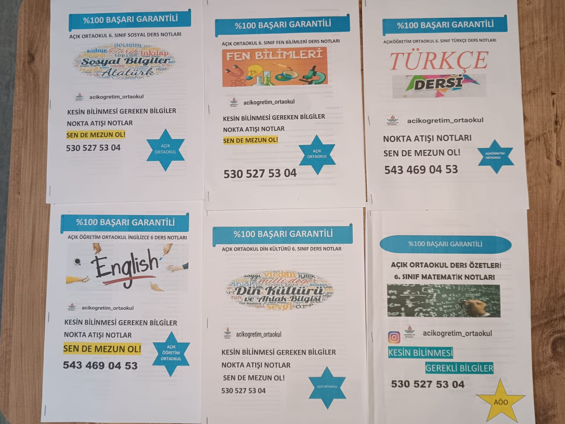 AÇIKÖĞRETİM ORTAOKUL 7. SINIF TÜM DERSLER SETİ (NOKTA ATIŞI NOTLAR)